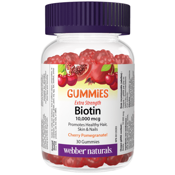 Biotin 10,000 mcg Extra Strength  10,000 mcg  30 Gummies Cherry Pomegranate, image-hi-res