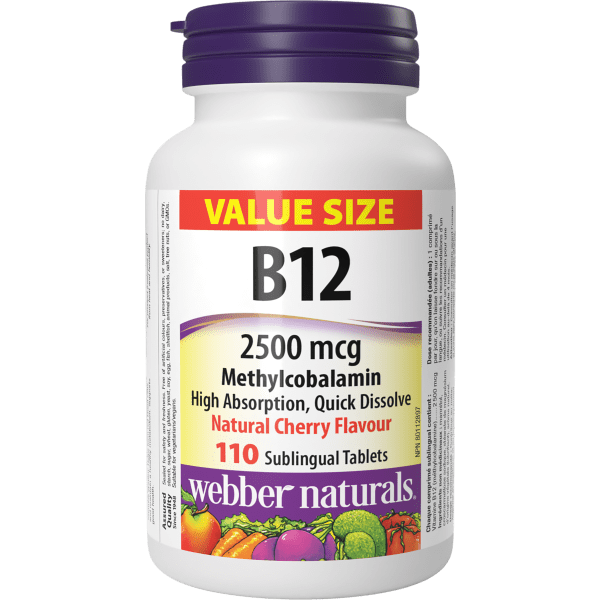 Vitamin B12 Methylcobalamin  2500 mcg  110 Sublingual Tablets Natural Cherry, image-hi-res