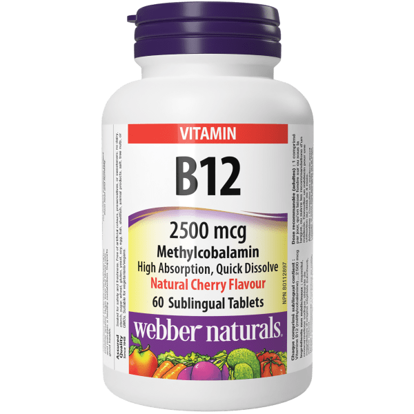 Vitamin B12 Methylcobalamin  2500 mcg  60 Sublingual Tablets Natural Cherry, image-hi-res