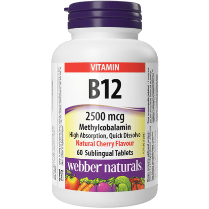 Vitamin B12 Methylcobalamin  2500 mcg  60 Sublingual Tablets Natural Cherry, image-hi-res