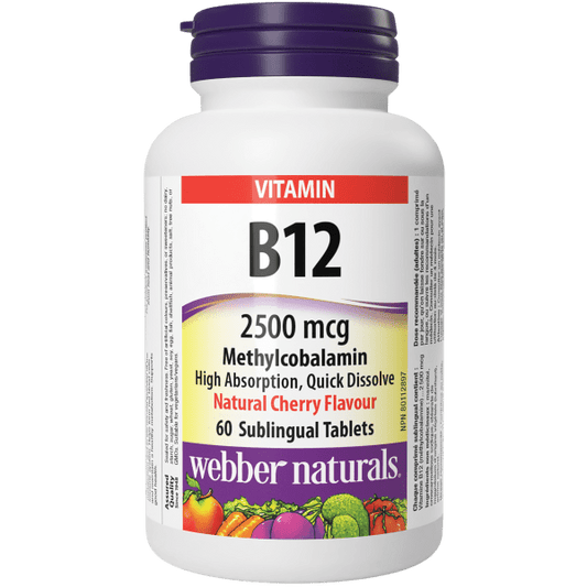 Vitamin B12 Methylcobalamin  2500 mcg  60 Sublingual Tablets Natural Cherry, image-hi-res
