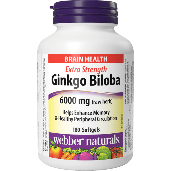 Ginkgo Biloba  Extra Strength   6000 mg (raw herb)  180 Softgels, image-hi-res