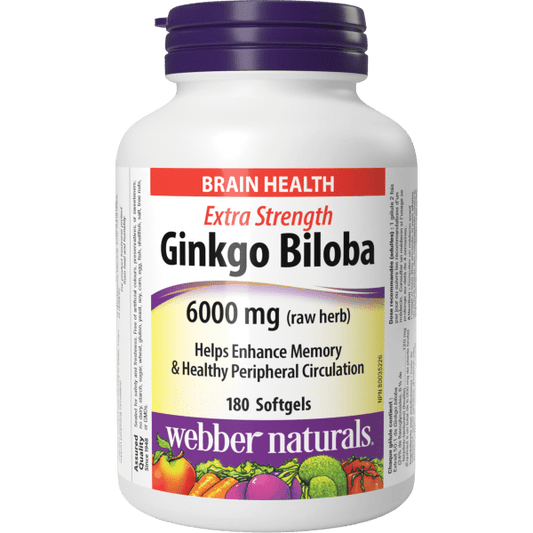 Ginkgo Biloba  Extra Strength   6000 mg (raw herb)  180 Softgels, image-hi-res