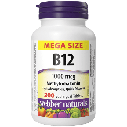 Vitamin B12 Methylcobalamin  1000 mcg  200 Sublingual Tablets, image-hi-res