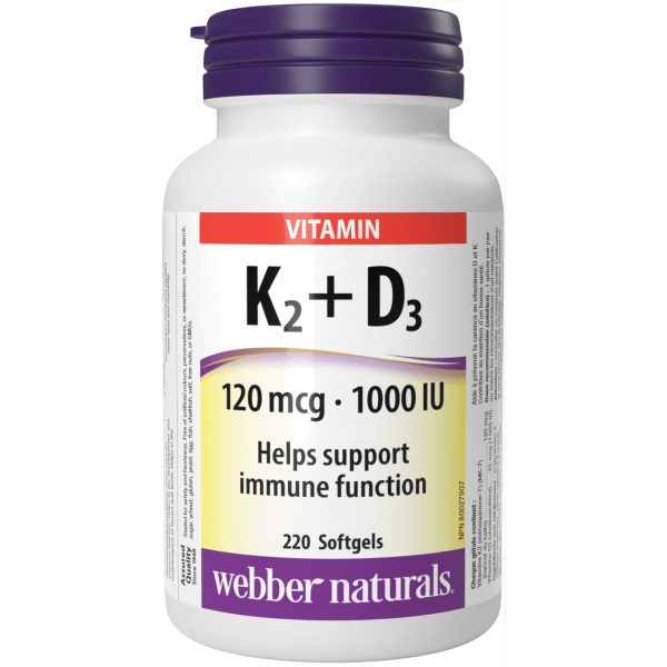 Vitamin K2+D3  120 mcg / 1000 IU  220 Softgels, image-hi-res
