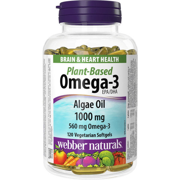 Plant-Based Omega-3 Algae Oil  1000 mg  120 Vegetarian Softgels, image-hi-res