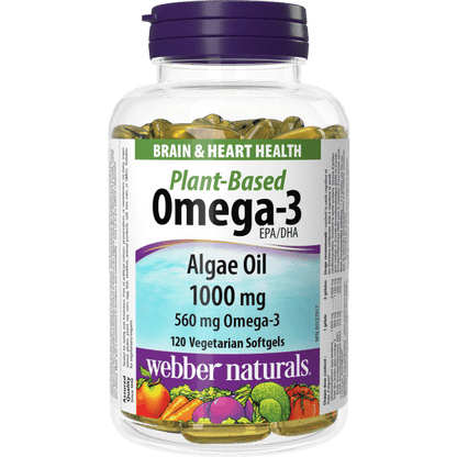 Plant-Based Omega-3 Algae Oil  1000 mg  120 Vegetarian Softgels, image-hi-res