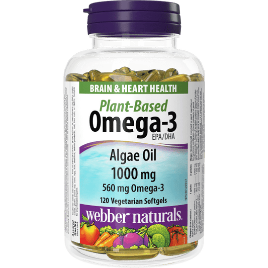 Plant-Based Omega-3 Algae Oil  1000 mg  120 Vegetarian Softgels, image-hi-res