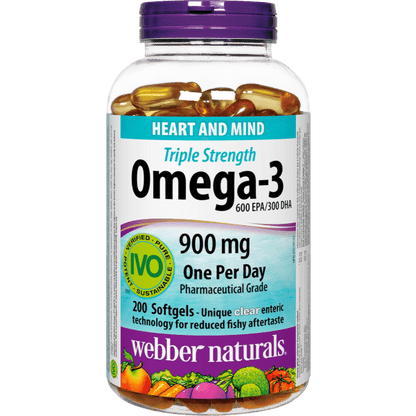 Omega-3 Triple Strength  900 mg EPA/DHA  200 Clear Enteric Softgels, image-hi-res