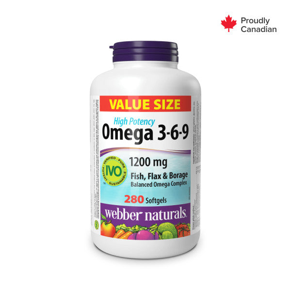 Omega 3-6-9 High Potency Fish, Flax & Borage 1200 mg for Webber Naturals|v|hi-res|WN3950