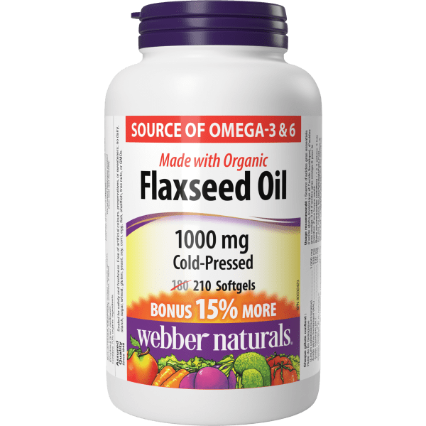 Flaxseed Oil Cold Pressed 1000 mg for Webber Naturals|v|hi-res|WN3871