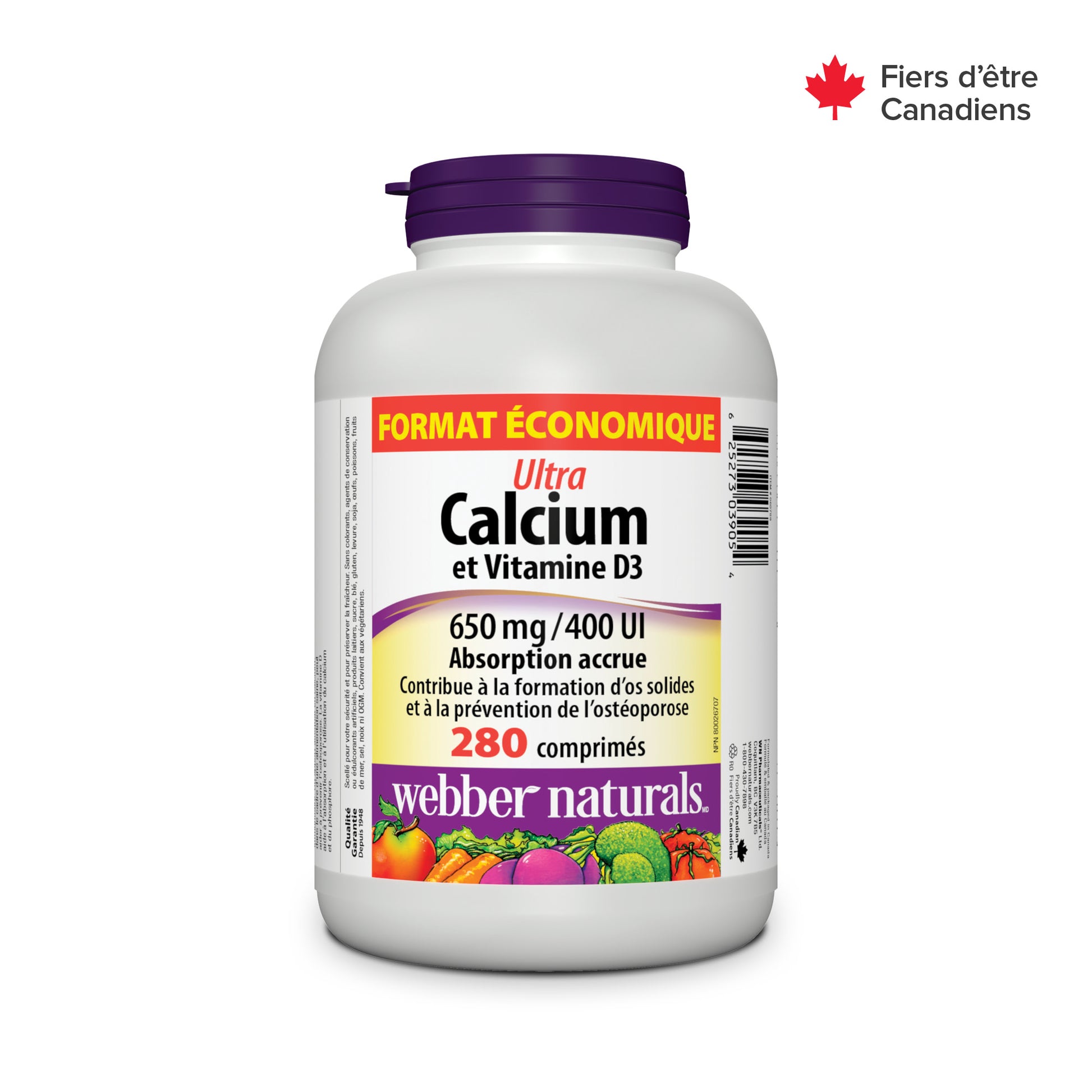 Ultra Calcium et Vitamine D3 Absorption accrue 650 mg / 400 UI  for Webber Naturals|v|hi-res|WN3905
