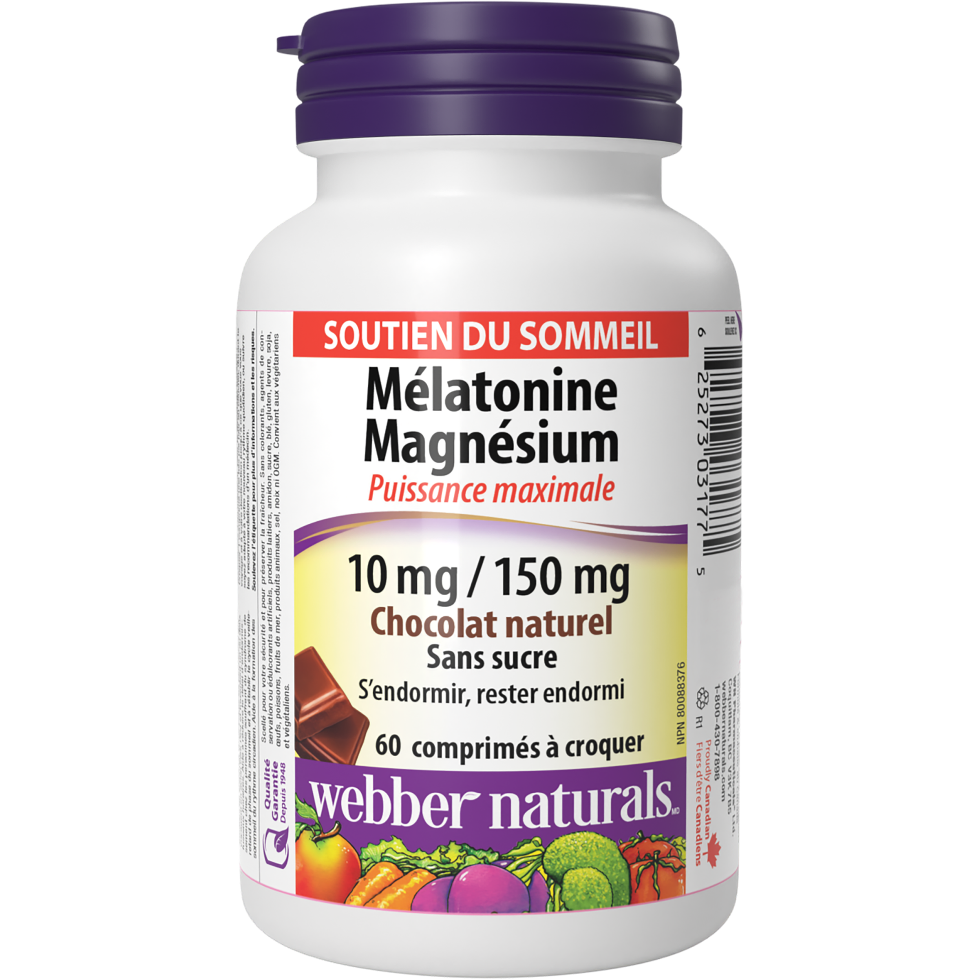 Mélatonine Magnésium Puissance maximale 10 mg/150 mg Chocolat naturel for Webber Naturals|v|hi-res|WN3177