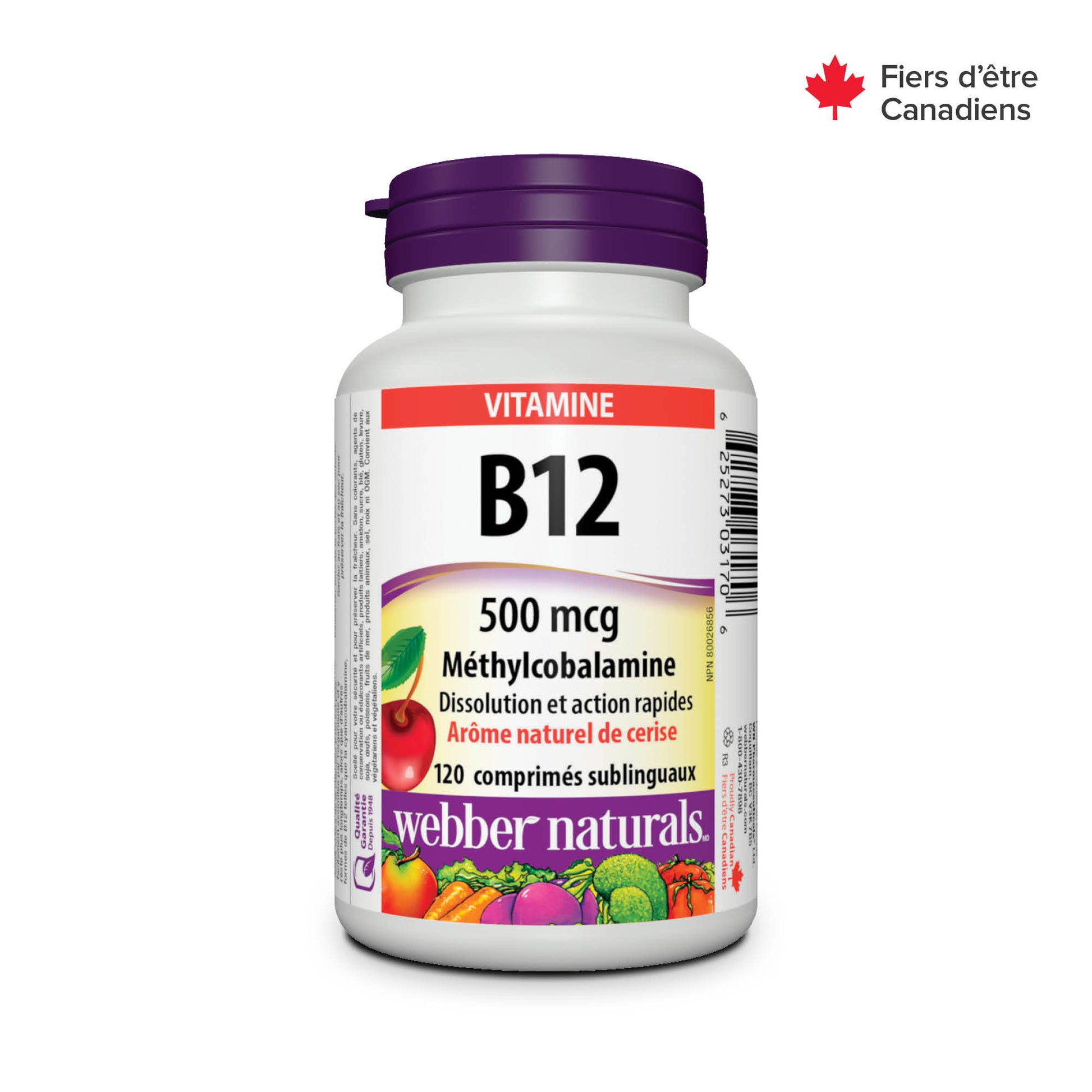 Vitamine B12 500 mcg Arôme naturel de cerise for Webber Naturals|v|hi-res|WN3170