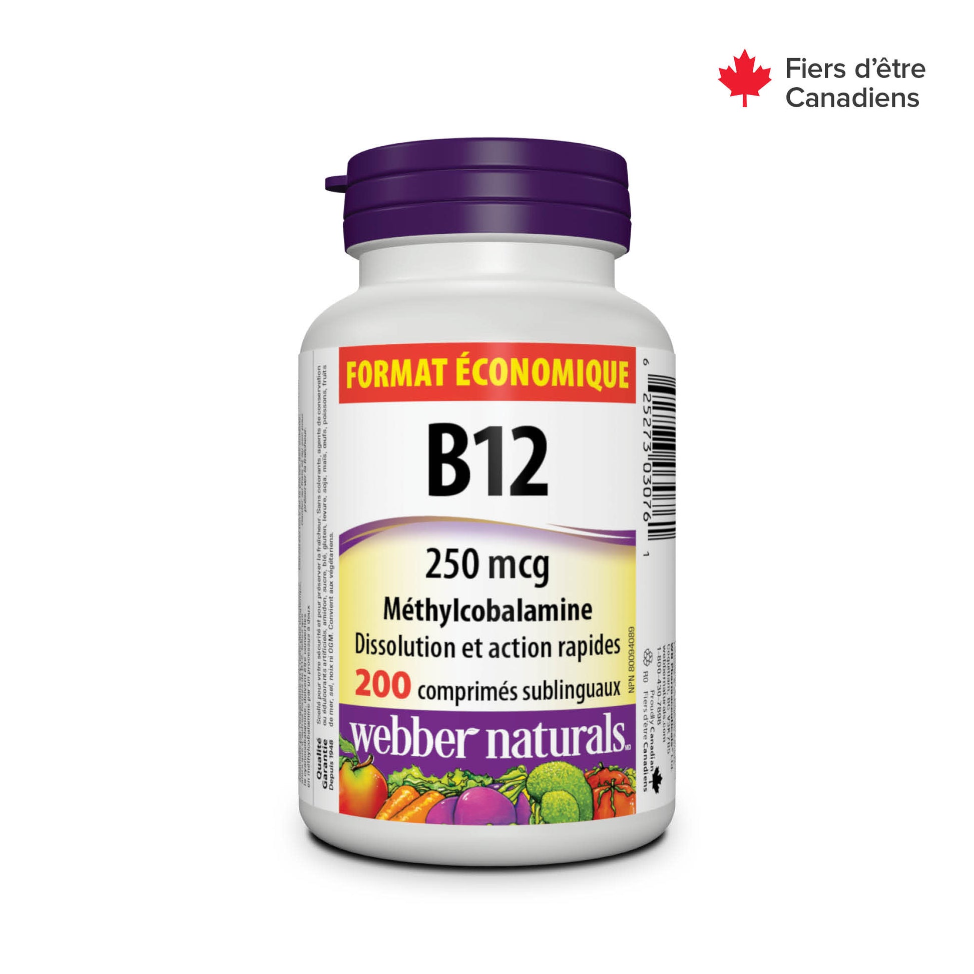 Vitamine B12 Méthylcobalamine 250 mcg arôme naturel de cerise for Webber Naturals|v|hi-res|WN3076