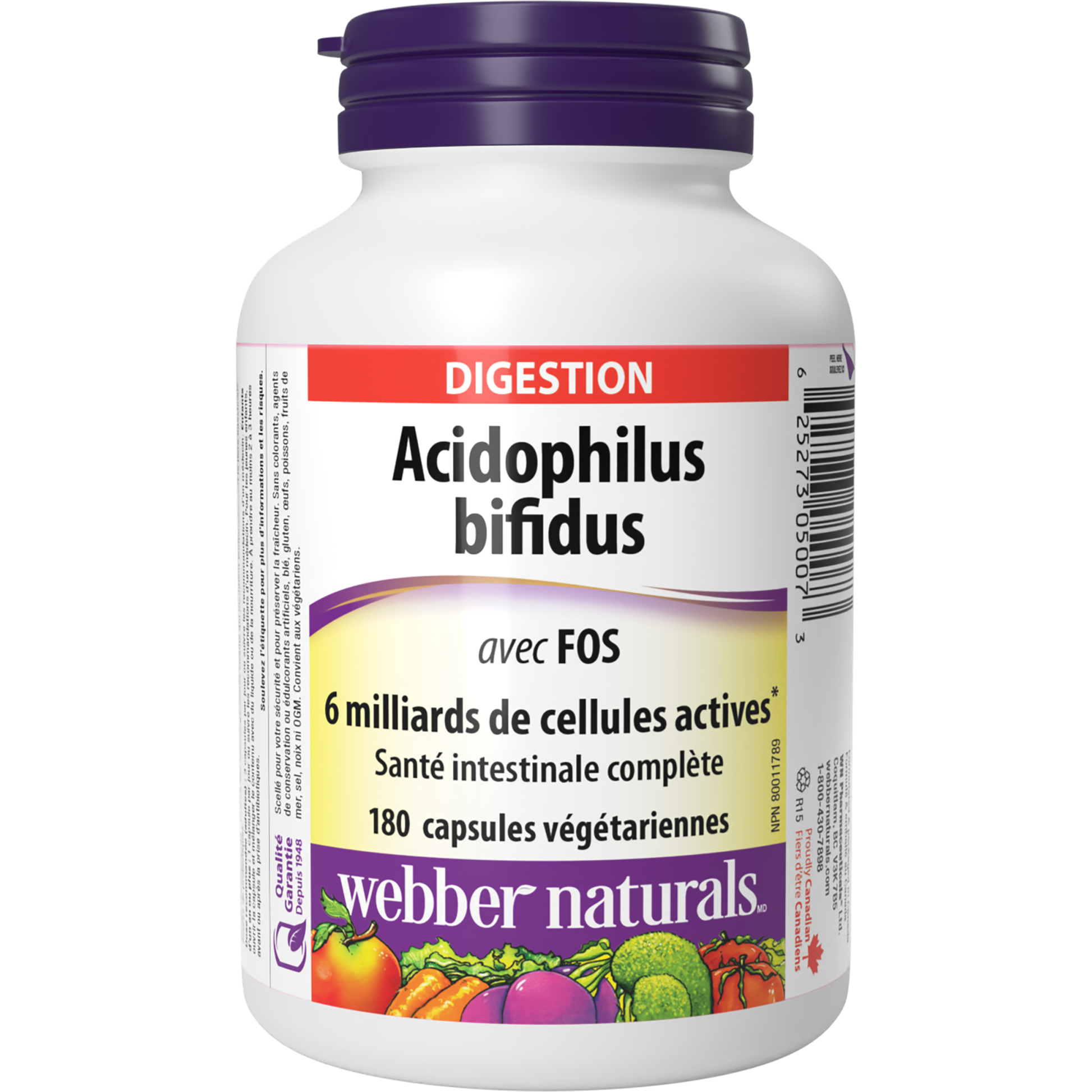Acidophilus bifidus avec FOS 6 milliards de cellules actives for Webber Naturals|v|hi-res|WN5007