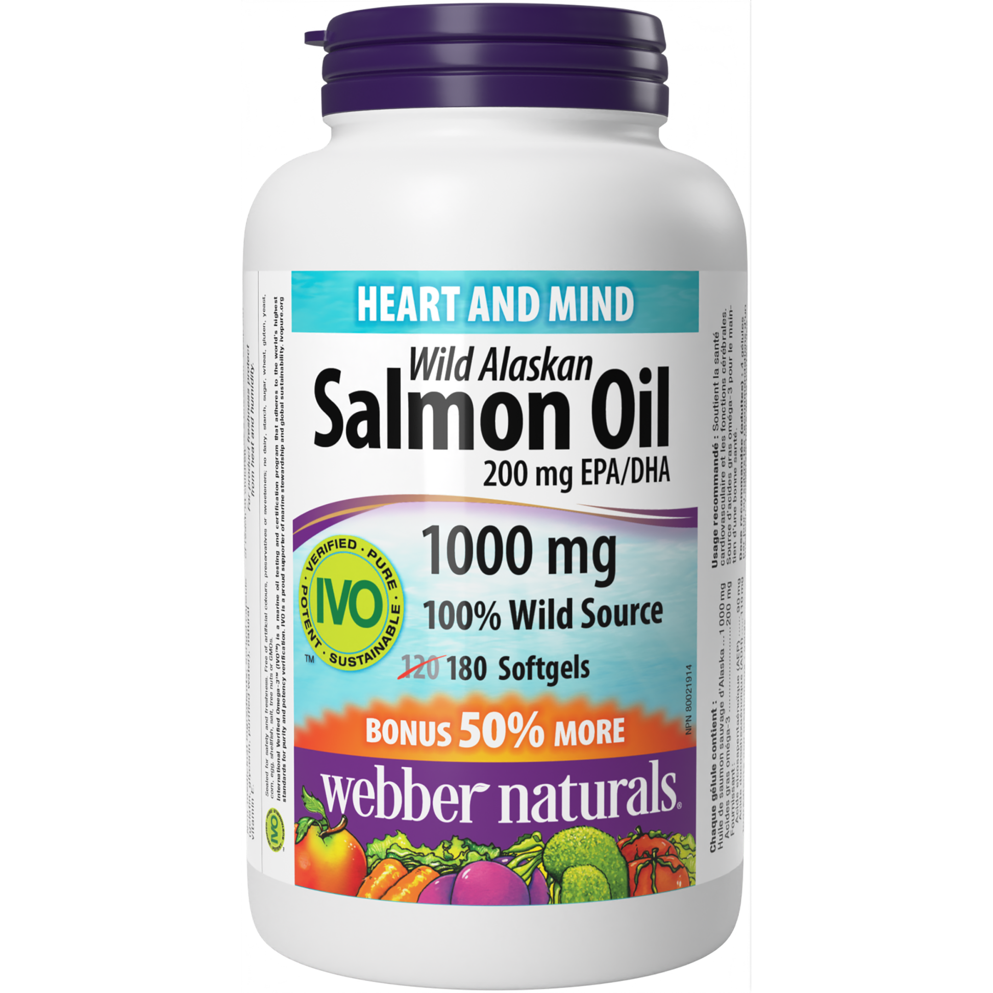 Wild Alaskan Salmon Oil 200 mg EPA/DHA 1000 mg for Webber Naturals|v|hi-res|WN3873