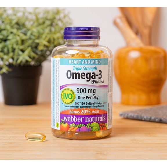 Triple Strength Omega 3 900 mg One a day Webber Naturals