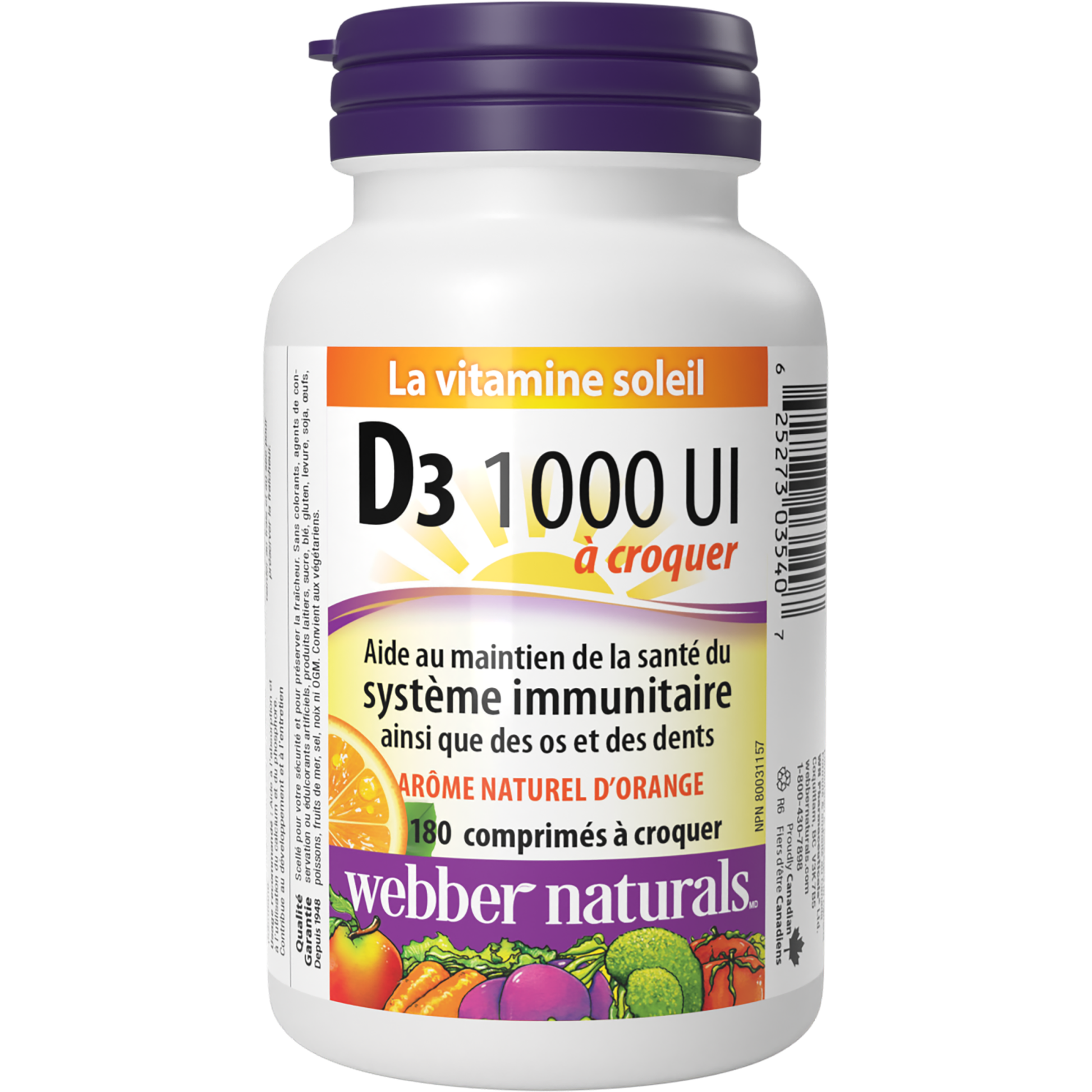 Vitamine D3 à croquer 1 000 UI Arôme naturel d’orange for Webber Naturals|v|hi-res|WN3540