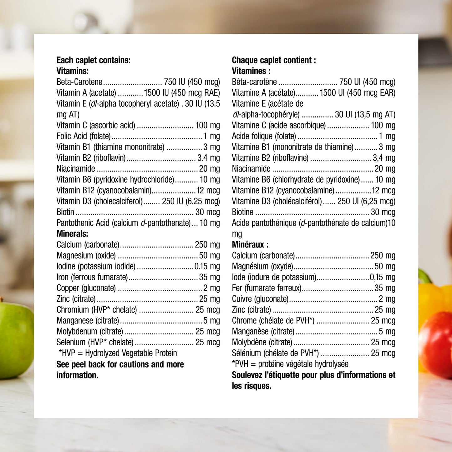 specifications-Prénatal Vitamines et minéraux Un par jour for WN Pharma®