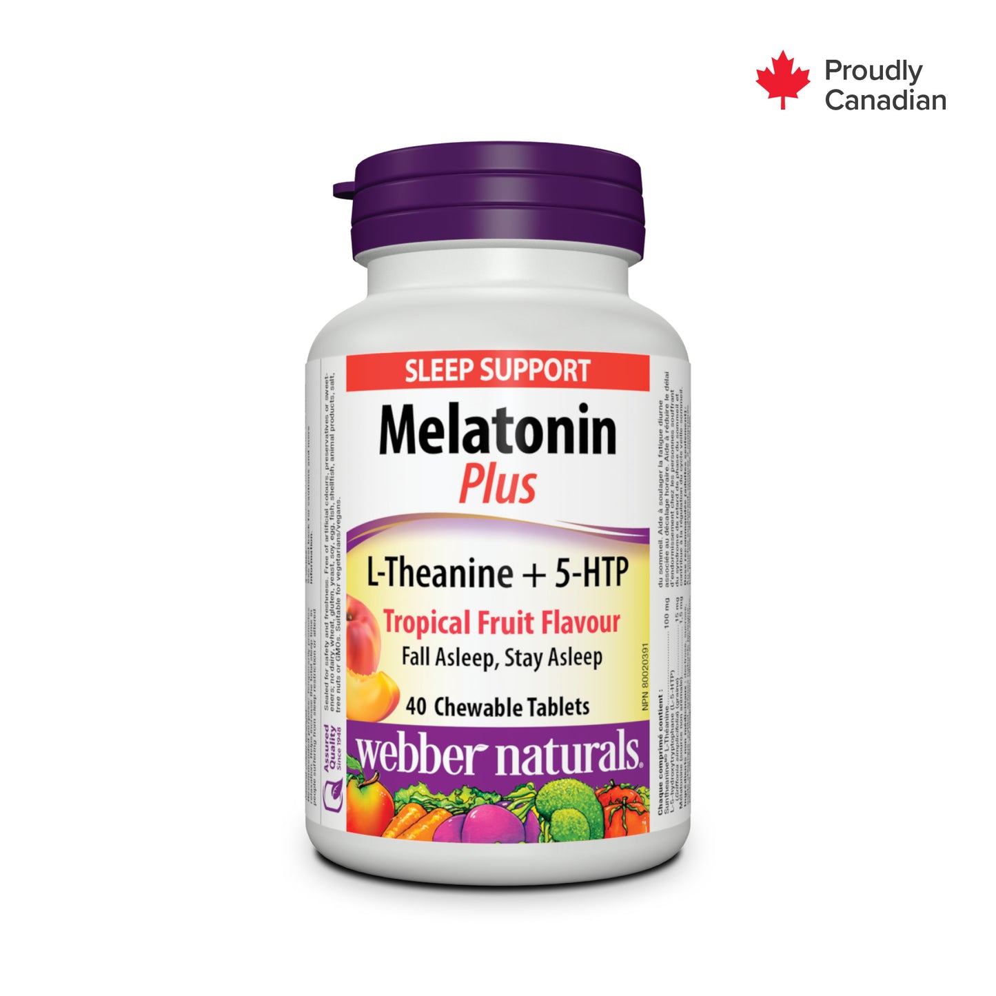 Mélatonine Plus L-Théanine + 5-HTP Arôme de fruits tropicaux for Webber Naturals|v|hi-res|WN3486