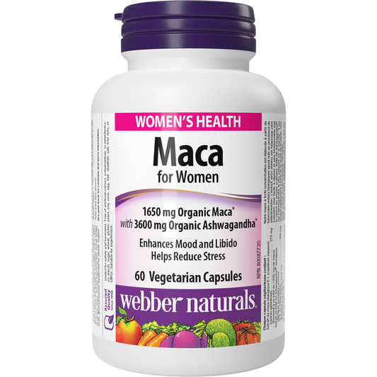 Maca for Women 1650 mg Organic Maca with 3600 mg Organic Ashwagandha for Webber Naturals|v|hi-res|WN3468