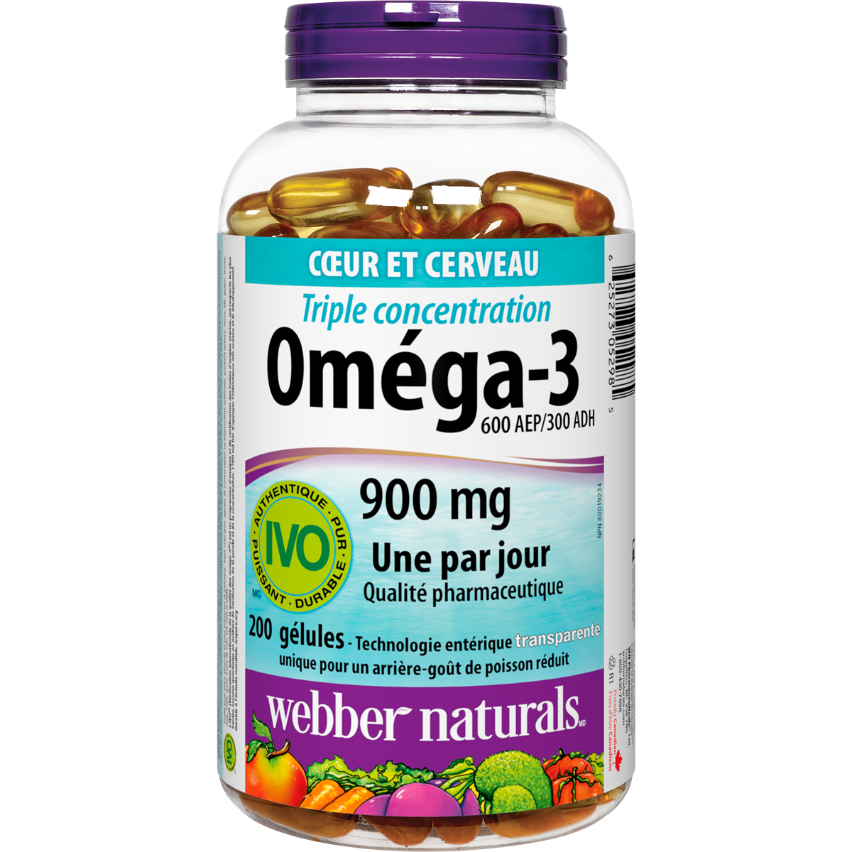 Oméga-3 Triple concentration 900 mg AEP/ADH gélules for Webber Naturals|v|hi-res|WN5298