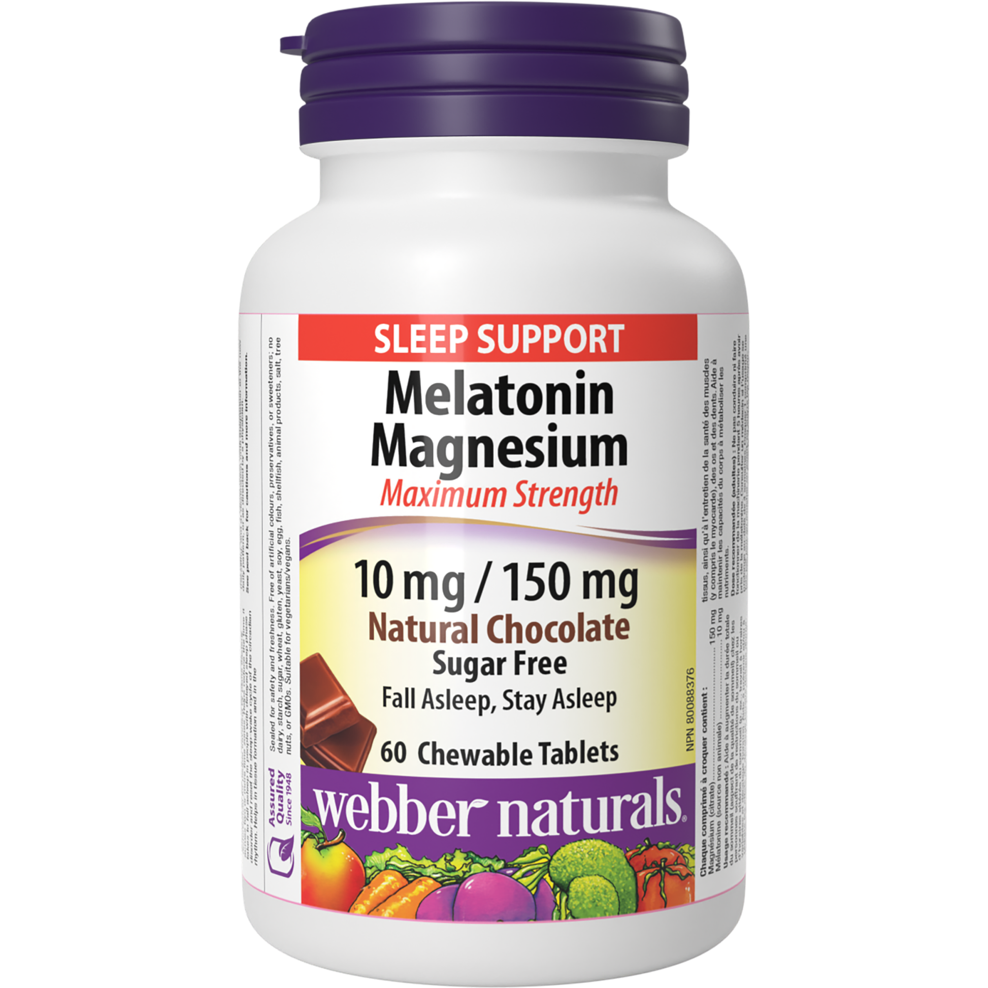 Melatonin Magnesium Maximum Strength 10 mg/150 mg Natural Chocolate for Webber Naturals|v|hi-res|WN3177