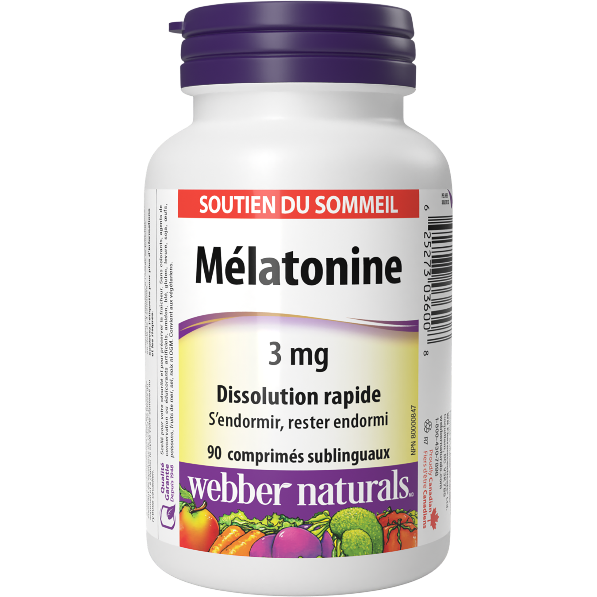 Mélatonine Dissolution rapide 3 mg for Webber Naturals|v|hi-res|WN3600