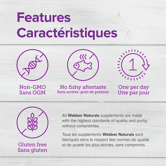 specifications-Oméga-3 Triple concentration avec CoQ10 900 mg AEP/ADH for Webber Naturals