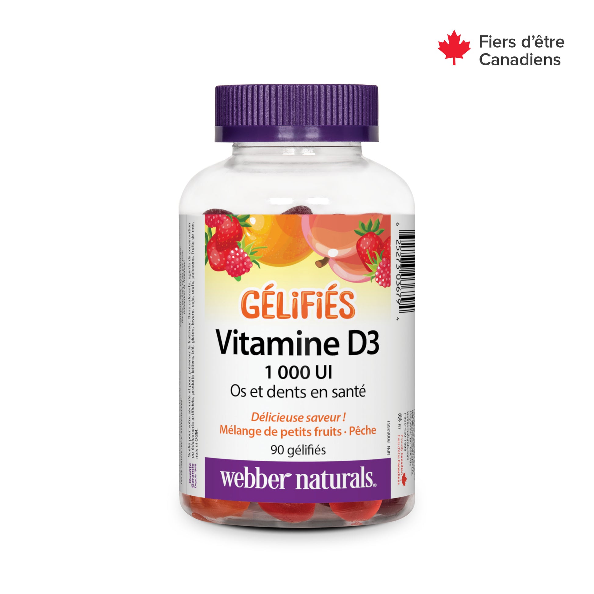 Vitamine D3  1 000 UI mélange de petits fruits · pêche for Webber Naturals|v|hi-res|WN3679
