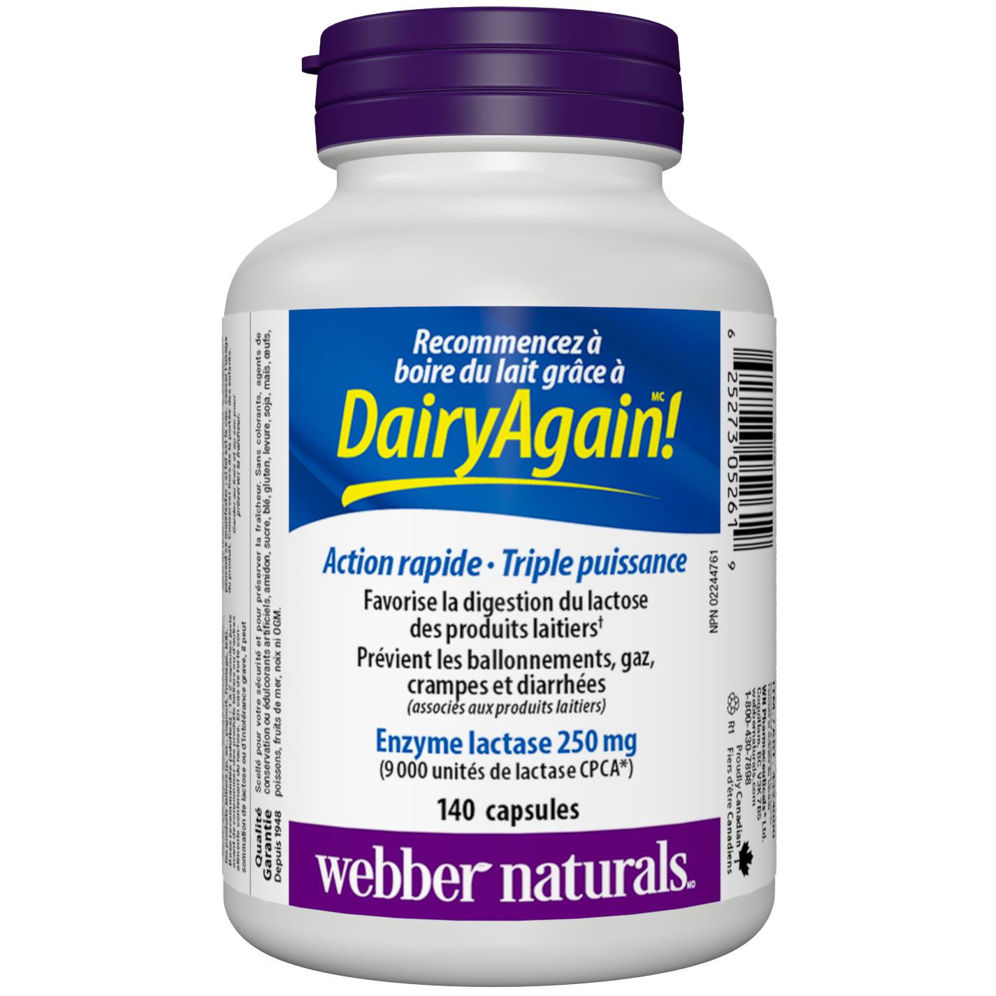 Dairy Again Enzyme Lactase Triple puissance 250 mg capsules for Webber Naturals|v|hi-res|WN5261
