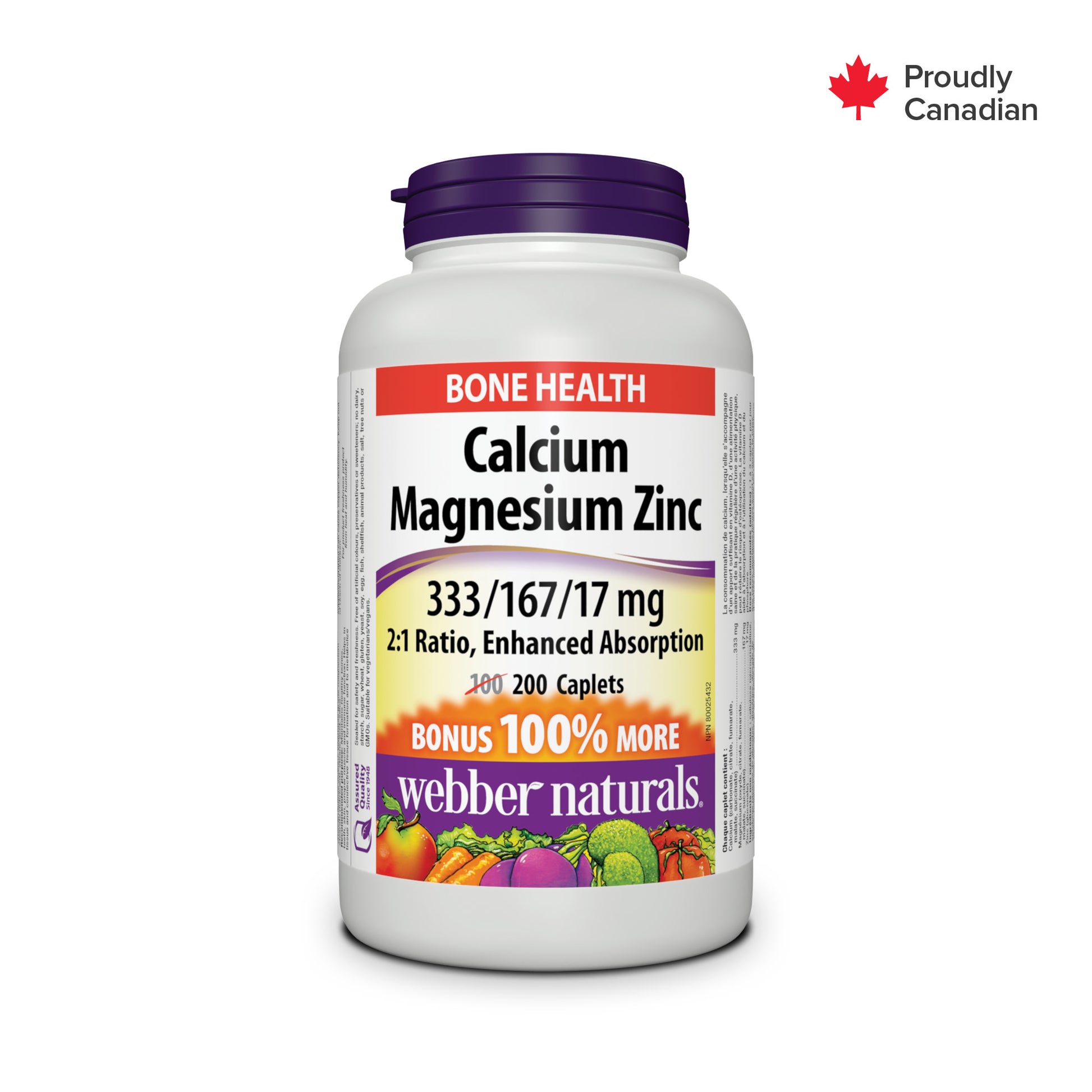 Calcium Magnesium Zinc 2:1 Ratio, Enhanced Absorption 333/167/17 mg for Webber Naturals|v|hi-res|WN3867