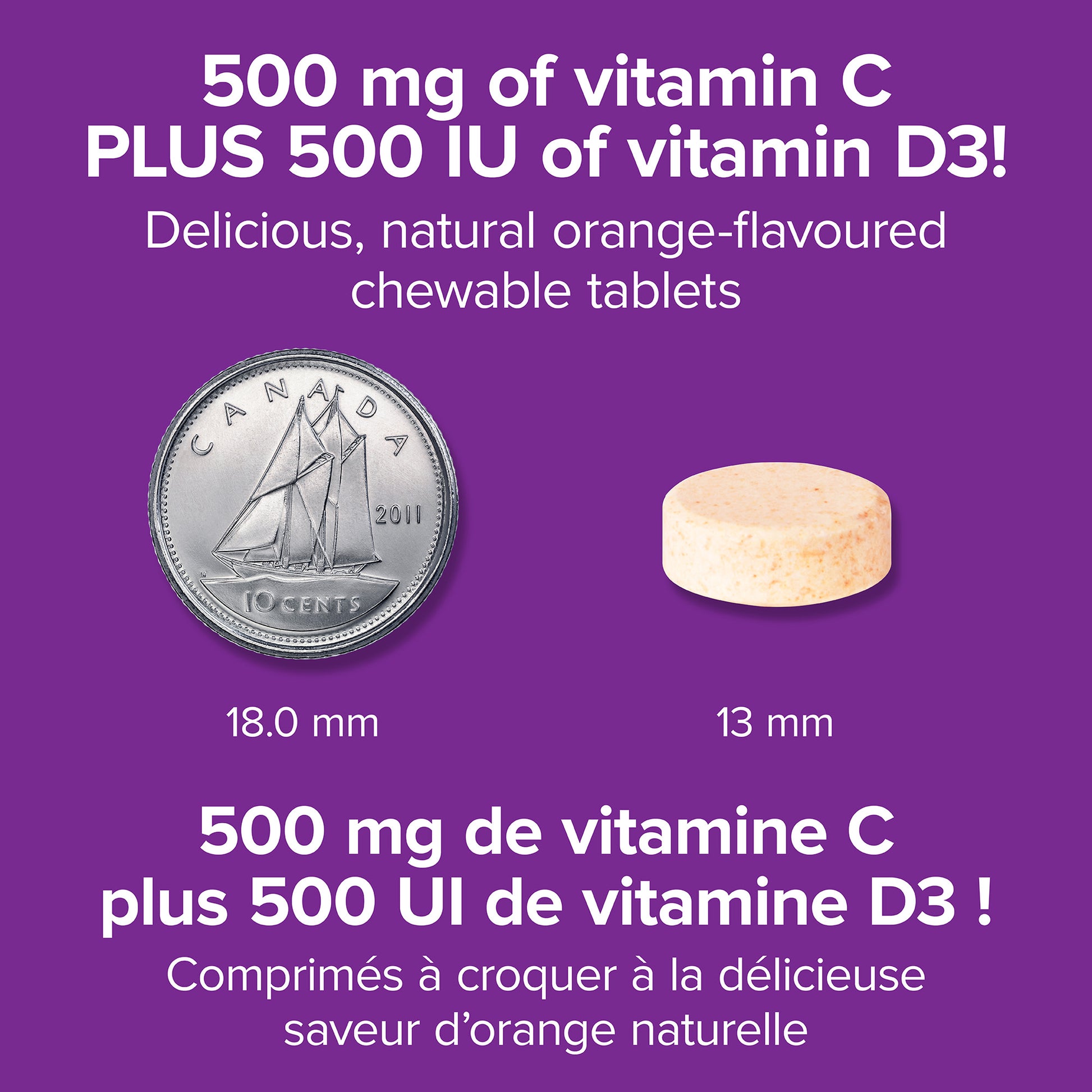 specifications-Vitamine C+D3 500 mg / 500 UI Orange naturelle for Webber Naturals