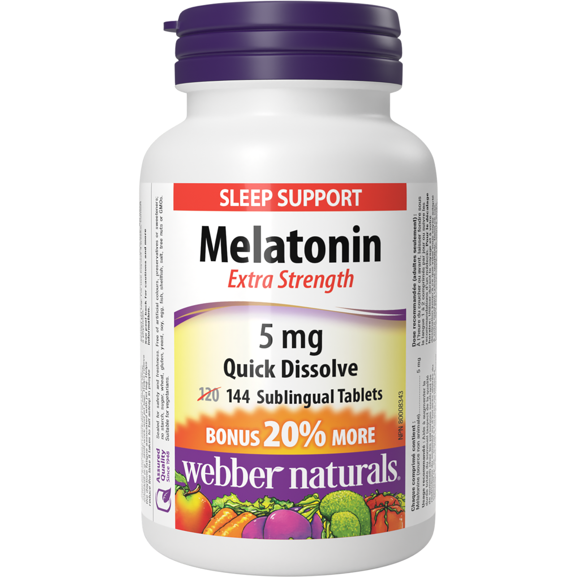 Melatonin Extra Strength Quick Dissolve 5 mg for Webber Naturals|v|hi-res|WN3826