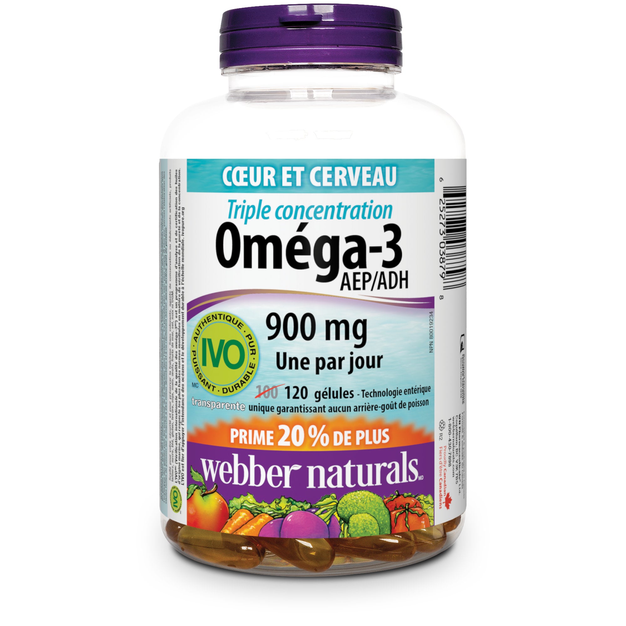 Triple Strength Omega 3 900 mg One a day Webber Naturals