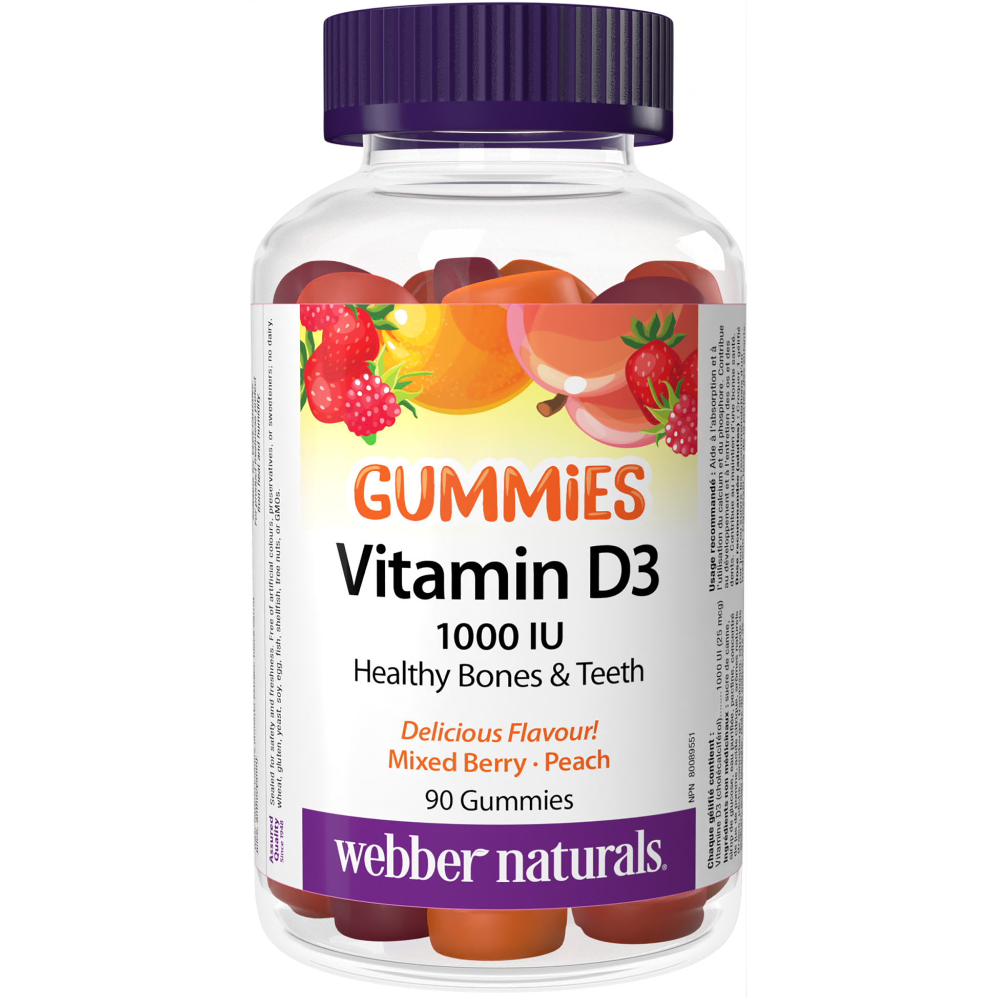 Vitamin D3 1000 IU Mixed Berry · Peach for Webber Naturals|v|hi-res|WN3679