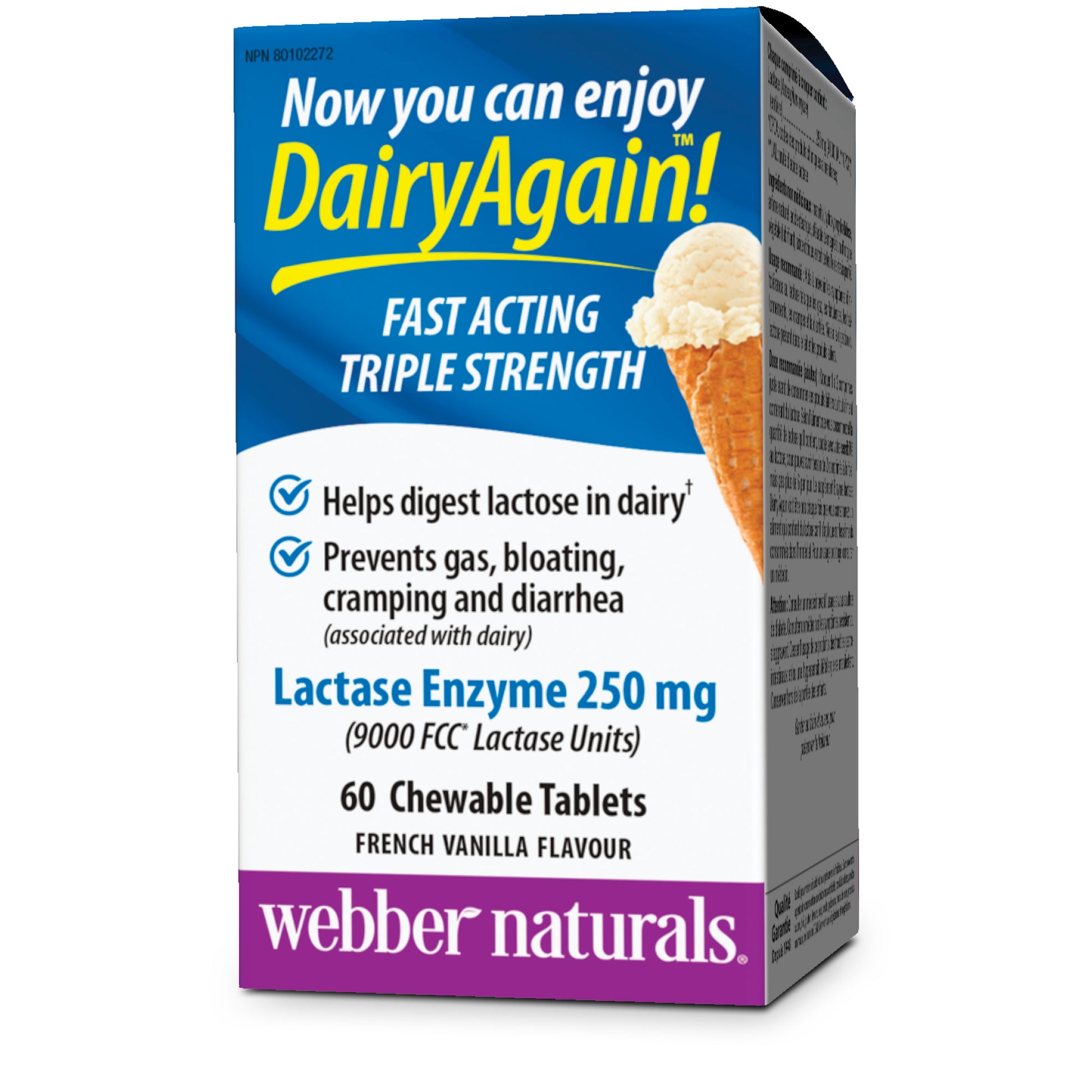 Dairy Again!™ Lactase Enzyme 250 mg French Vanilla for Webber Naturals|v|hi-res|WN3696