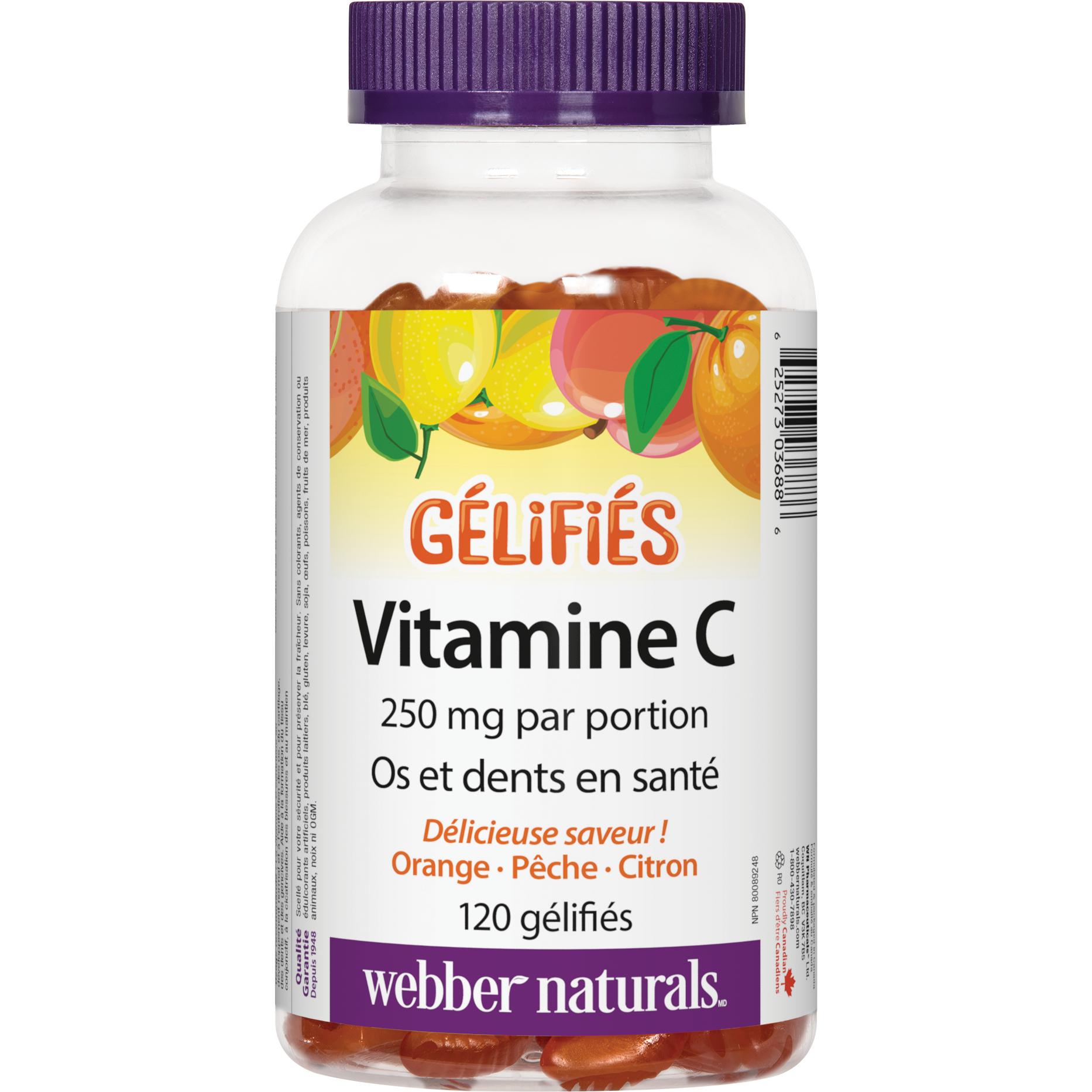 Vitamine C  250 mg orange · pêche · citron for Webber Naturals|v|hi-res|WN3688