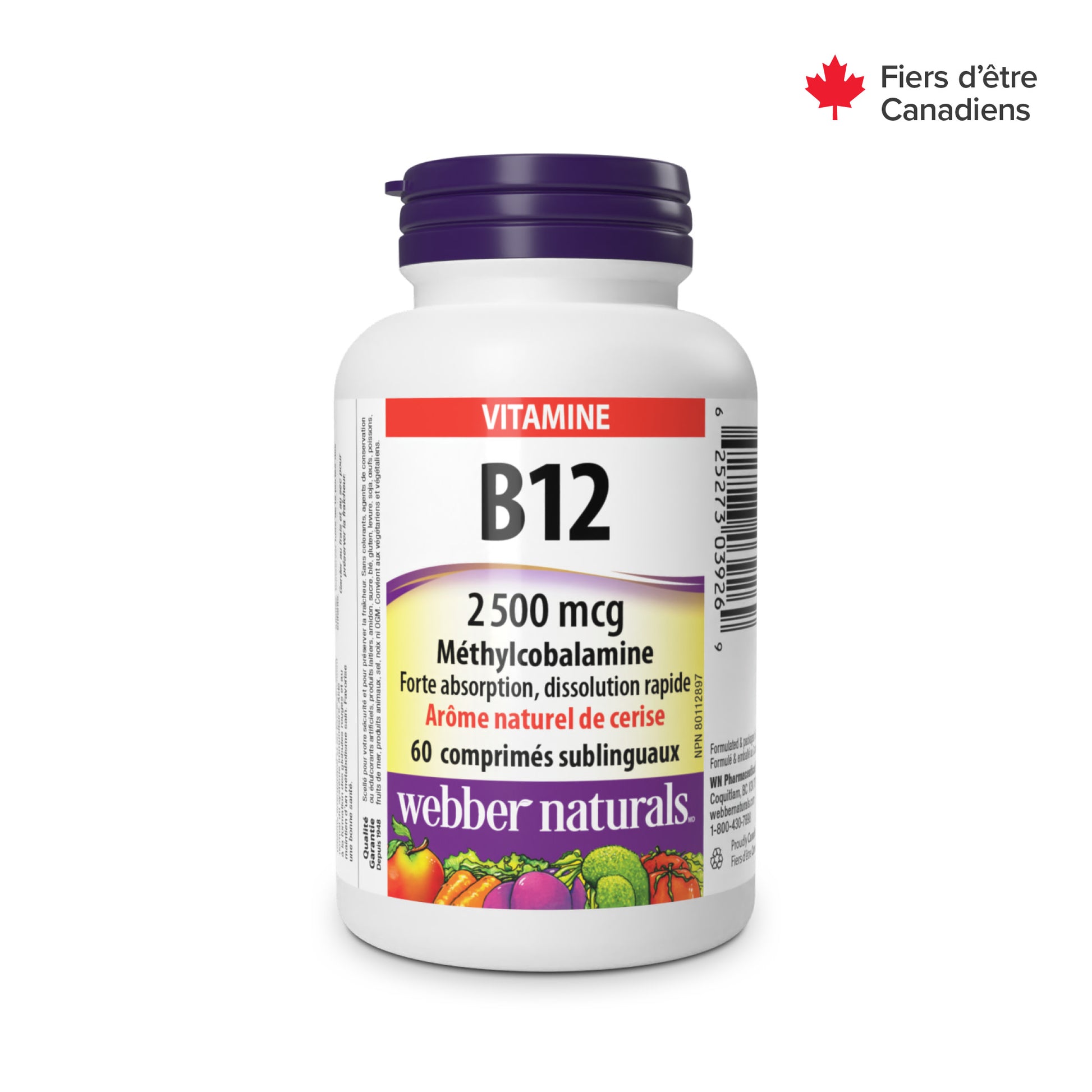 Vitamine B12 Méthylcobalamine 2 500 mcg for Webber Naturals|v|hi-res|WN3926