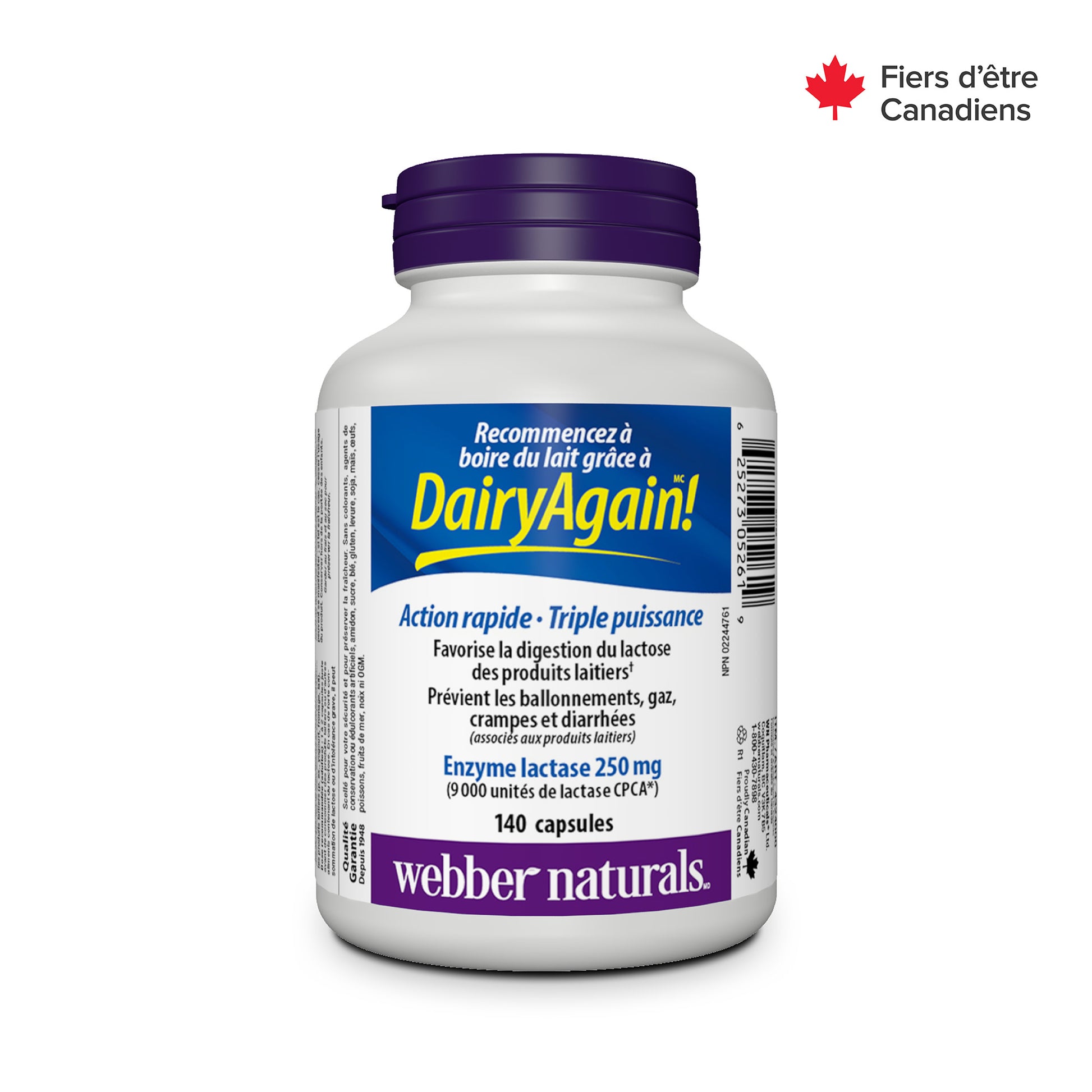 Dairy Again Enzyme Lactase Triple puissance 250 mg capsules for Webber Naturals|v|hi-res|WN5261