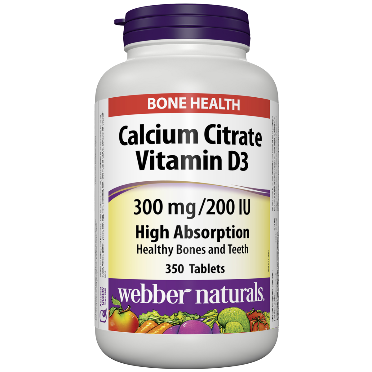 Calcium Citrate Vitamin D3 300 mg / 200 IU Tablets for Webber Naturals|v|hi-res|WN5163