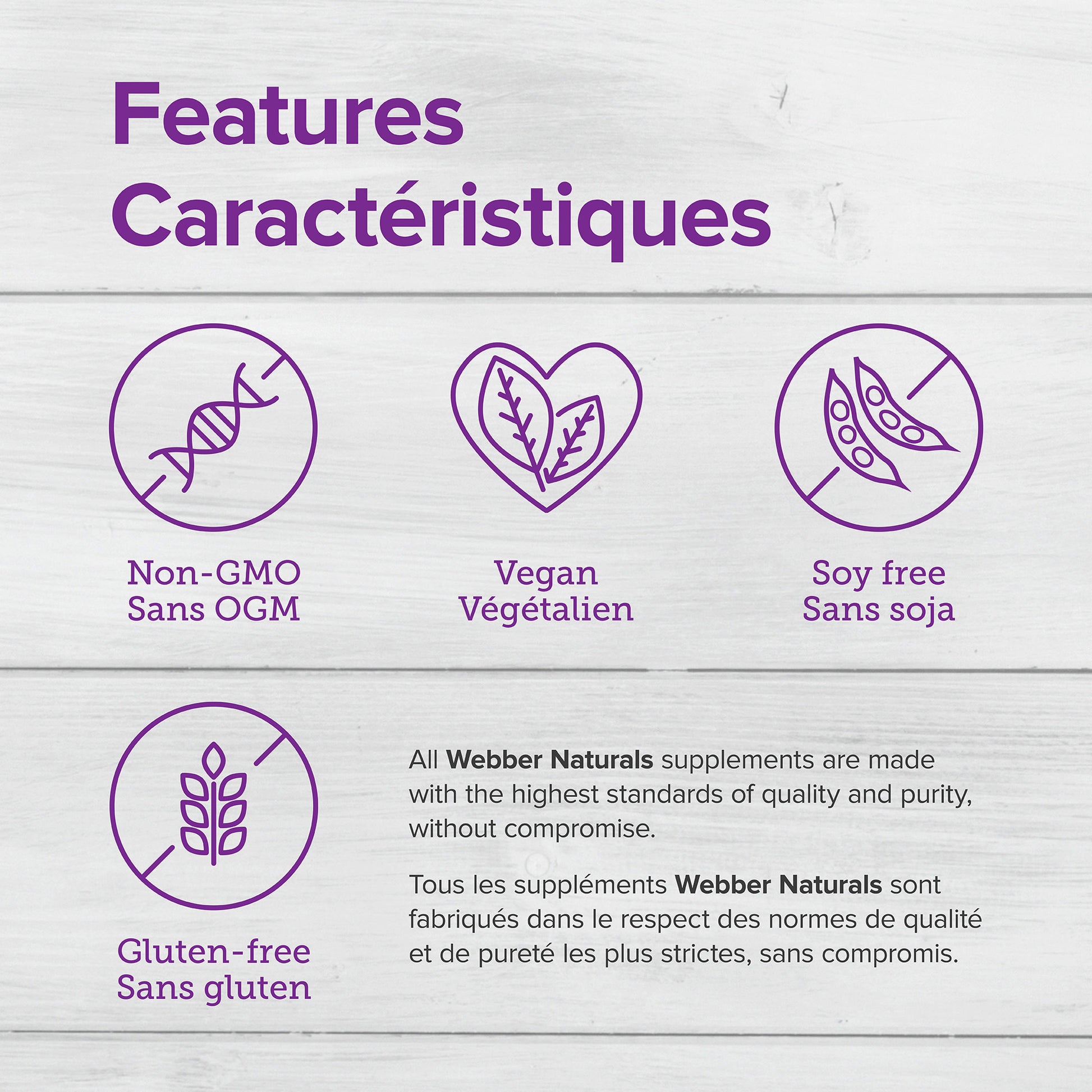 specifications-Quercétine avec zinc et cuivre 500 mg capsules végétariennes for Webber Naturals