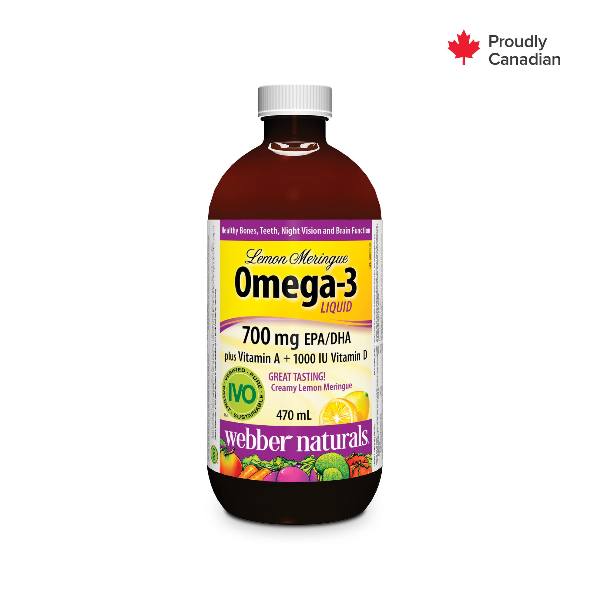 Liquide Oméga-3 Plus vitamine A + 1 000 UI vitamine D 700 mg AEP/ADH Meringue au citron for Webber Naturals|v|hi-res|WN3369