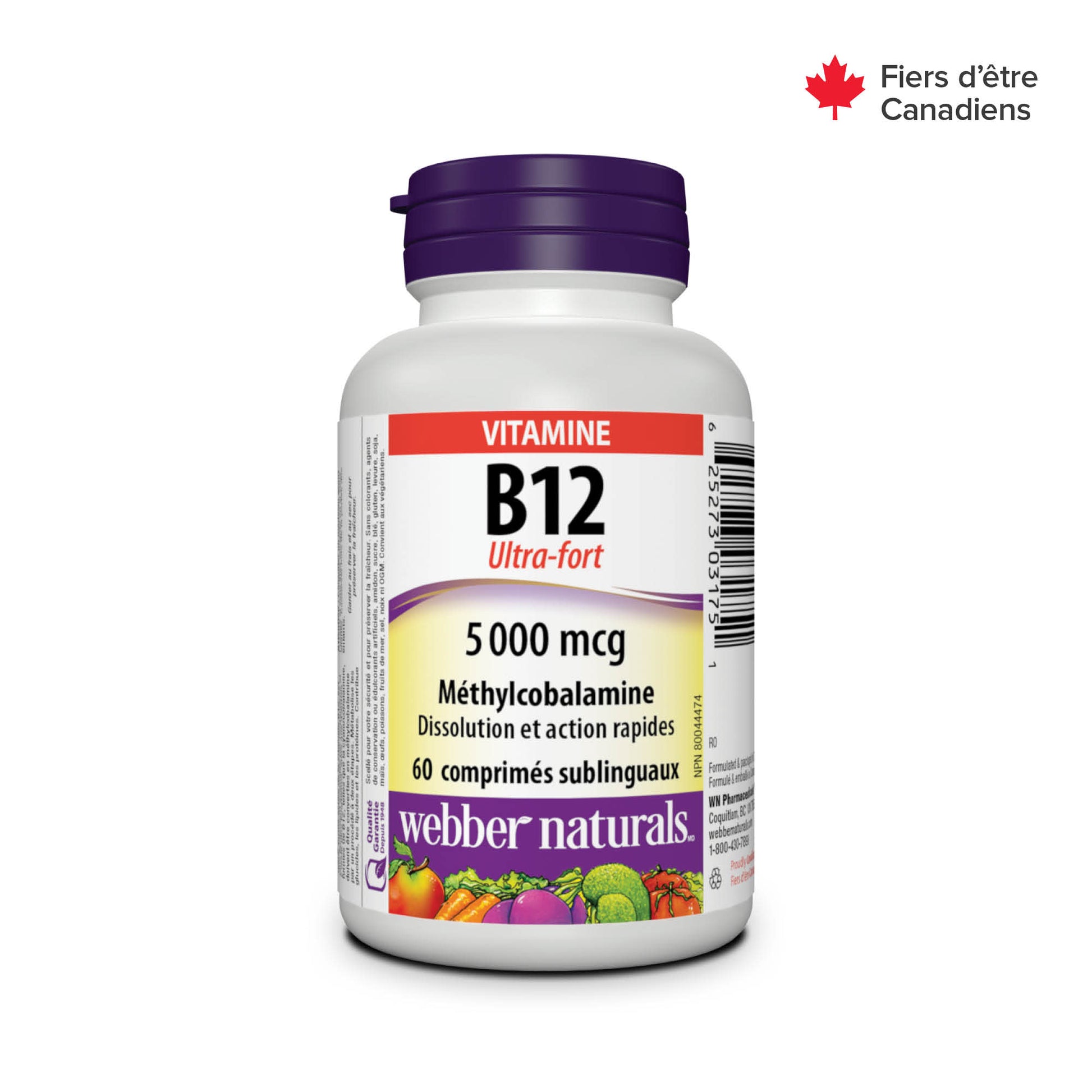 Vitamine B12 Ultra-fort Méthylcobalamine 5 000 mcg for Webber Naturals|v|hi-res|WN3175