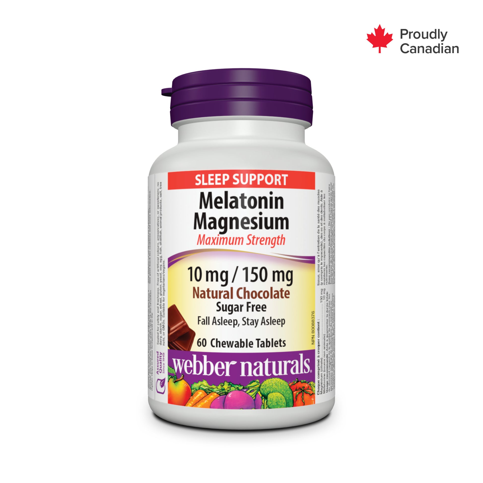Melatonin Magnesium Maximum Strength 10 mg/150 mg Natural Chocolate for Webber Naturals|v|hi-res|WN3177