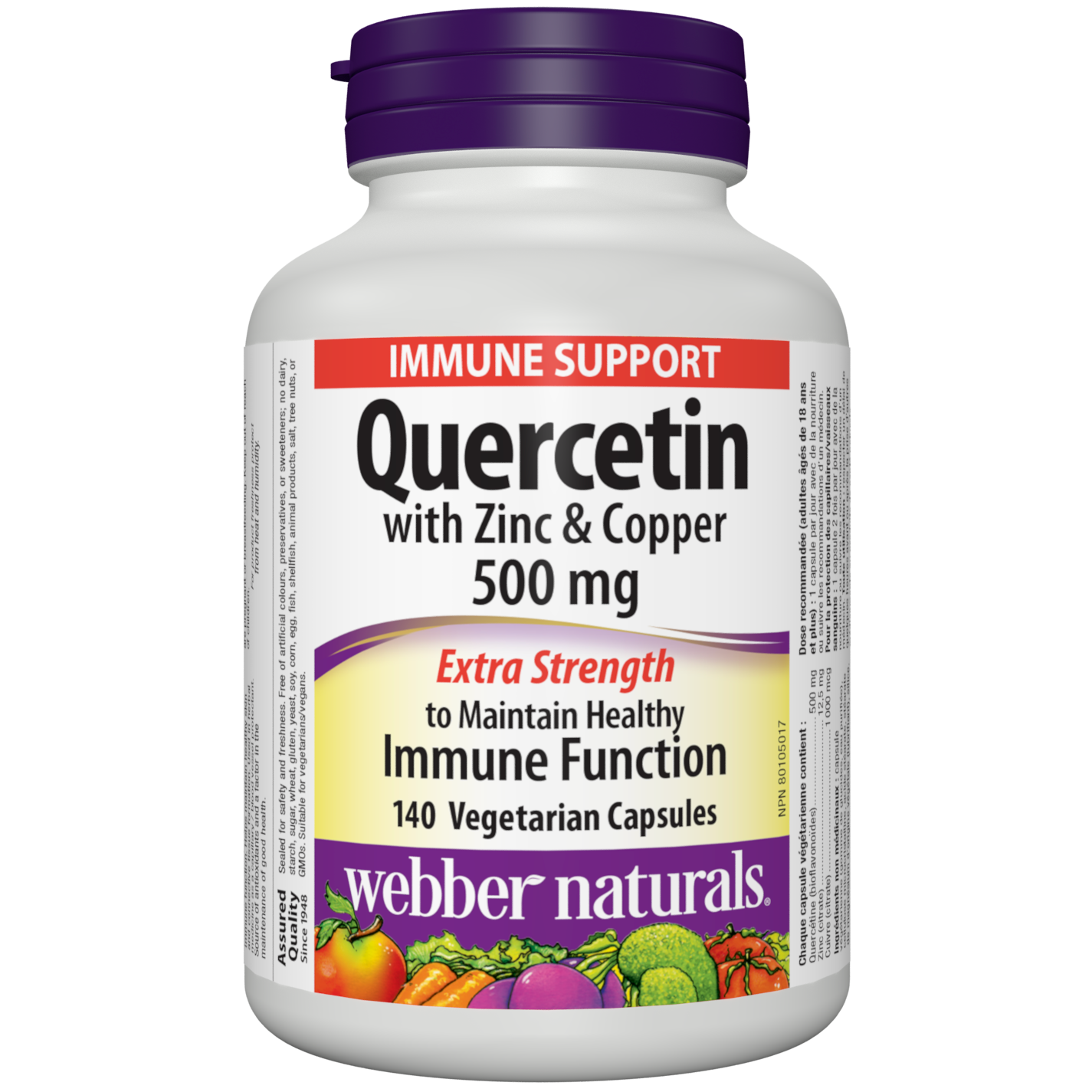 Quercetin with Zinc & Copper 500 mg Vegetarian Capsules for Webber Naturals|v|hi-res|WN5275