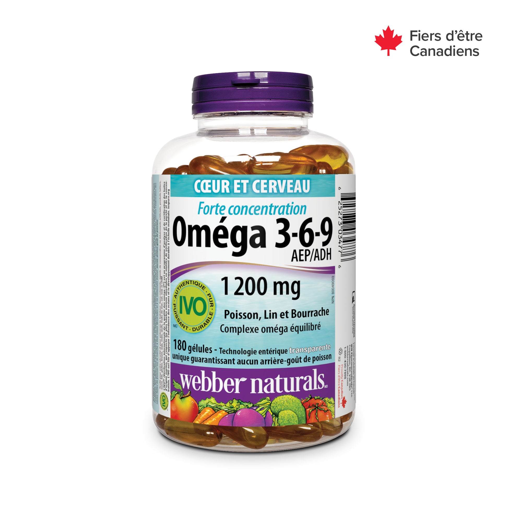 Oméga 3-6-9 Forte concentration Poisson, Lin et Bourrache 1 200 mg for Webber Naturals|v|hi-res|WN3477