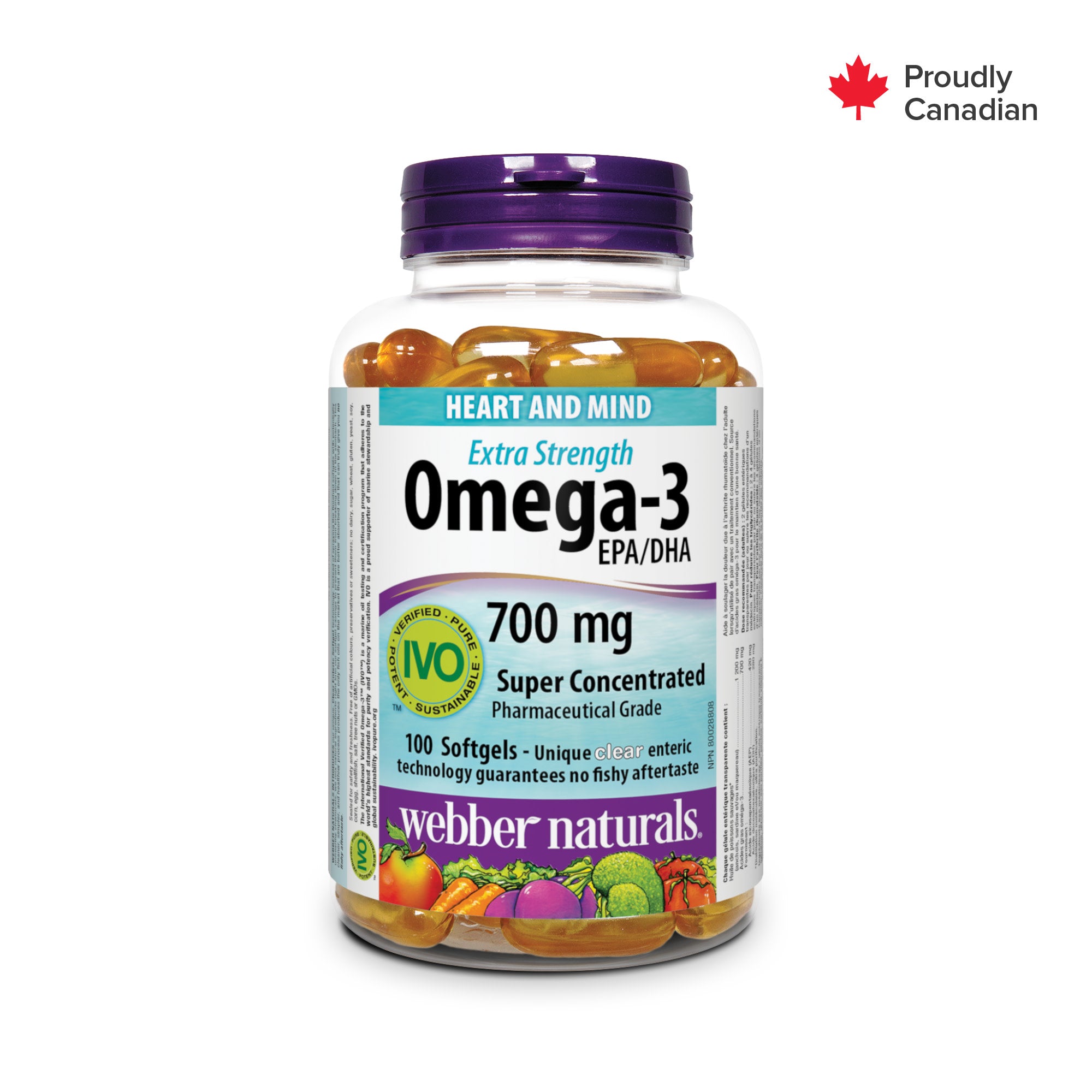 Omega 3 700 mg EPA DHA No Fishy Aftertaste Webber Naturals