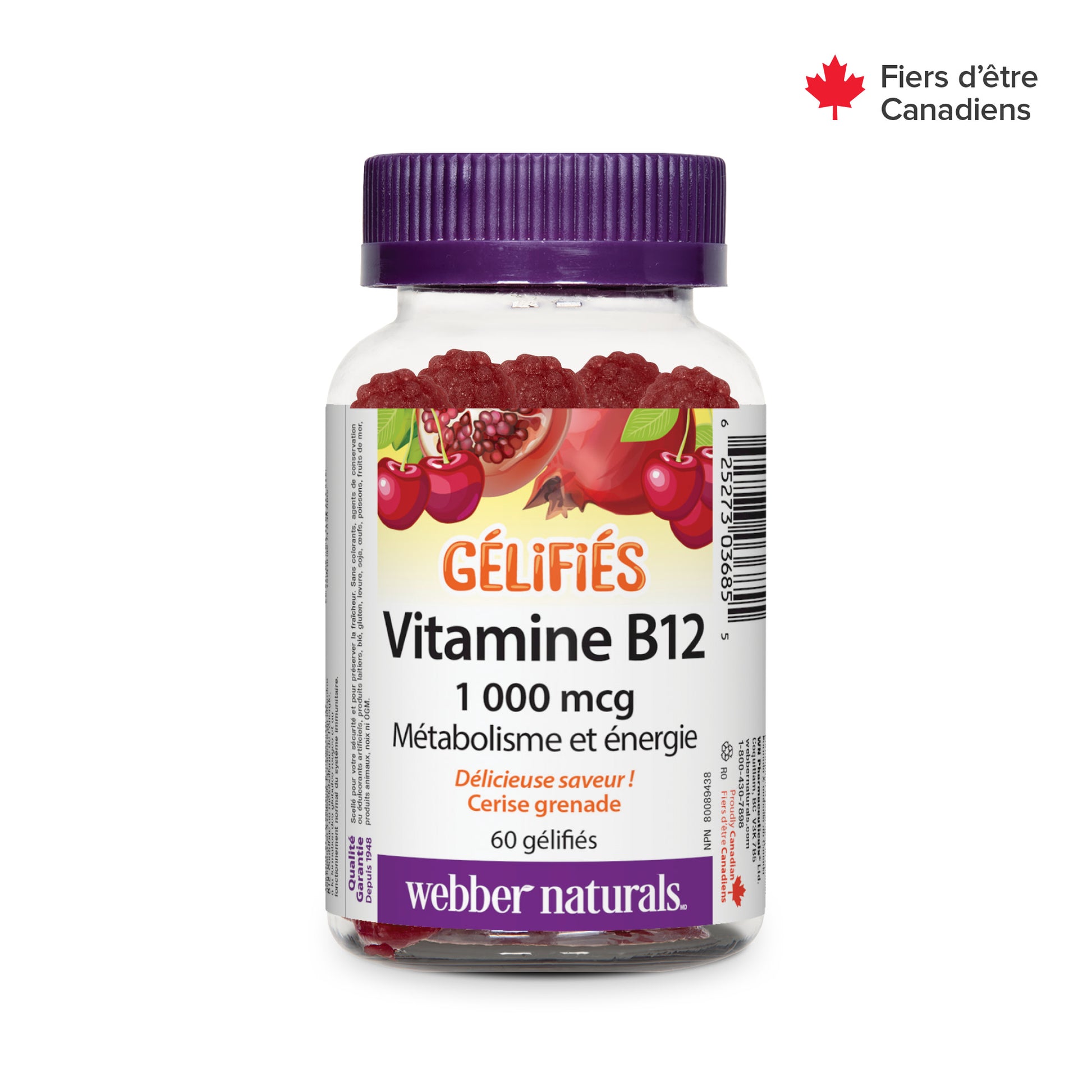 Vitamin B12 1000 mcg Cherry Pomegranate for Webber Naturals|v|hi-res|WN3685